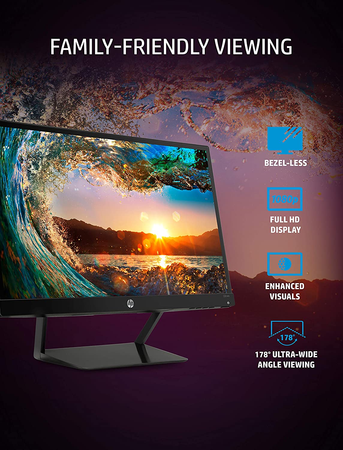 HP Pavilion 22cwa 21.5-Inch Full HD 1080p IPS LED Monitor, Tilt, VGA and HDMI (T4Q59AA) - Black HP Pavilion 22cwa 21.5-Inch Full HD 1080p IPS LED Monitor, Tilt, VGA and HDMI (T4Q59AA) - Black